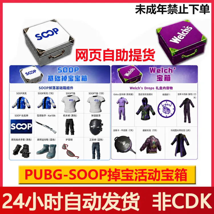 【SOOP联名/T恤宝箱】Pubg绝地求生SOOP箱子CDKT恤皮肤【非CDK】
