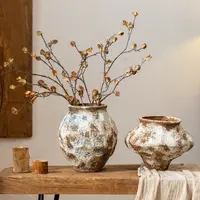 【七呀】侘寂风花瓶禅意手作花器复古高级感陶艺插花绿植花器装饰