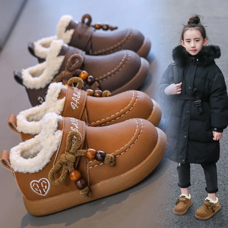 儿童男棉鞋儿童韩版加绒软底棉靴小童童鞋加绒马丁靴