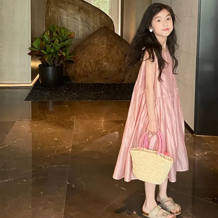 女大童裙子夏季薄款绸缎儿童2025新款夏装夏天高级感小女孩女童装