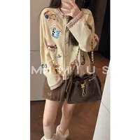 【mimius】U 韩系软糯复古趣味小狗刺绣针织开衫WG09153