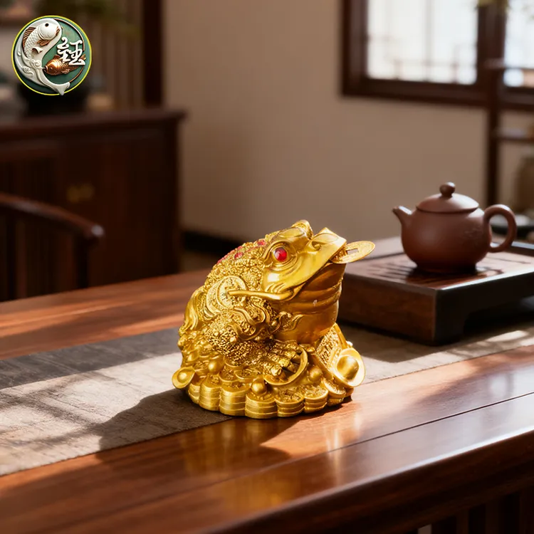 招财蟾蜍招财进宝金蟾摆件三足金蟾办公室装饰店铺收银台开业礼品