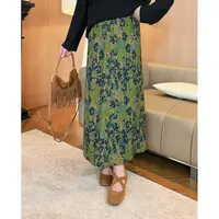 NANJIE/楠姐【谧境花语】提花褶皱风印花复古半身裙XNS6553