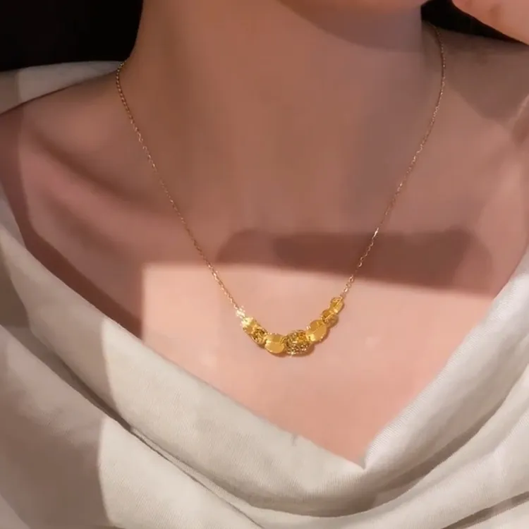 铜合金项链 碎冰冰微笑几何项链女复古轻奢小众高级感气质锁骨链