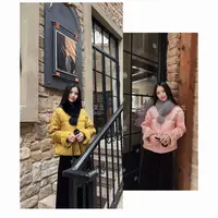 「奕念」《南音》真兔毛羽绒服~缎面提花重磅苏绣90白鸭绒高定款外套