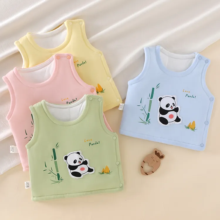 婴儿表里纯棉马甲男女宝宝无袖保暖上衣新生儿护肚坎肩三层马夹