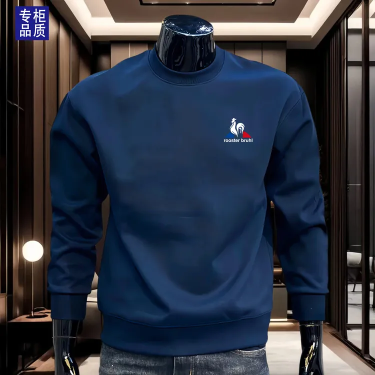 公鸡秋冬新款重磅圆领卫衣男款休闲宽松运动长袖上衣时尚套头无帽