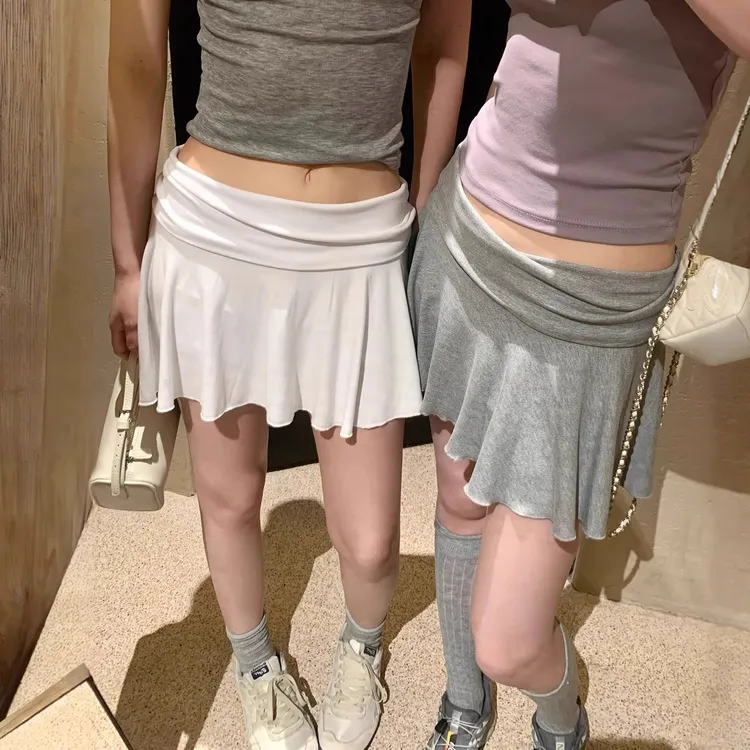 美式辣妹风翻腰运动短裙女夏季冰丝防晒a字半身裙防走光网球裙裤