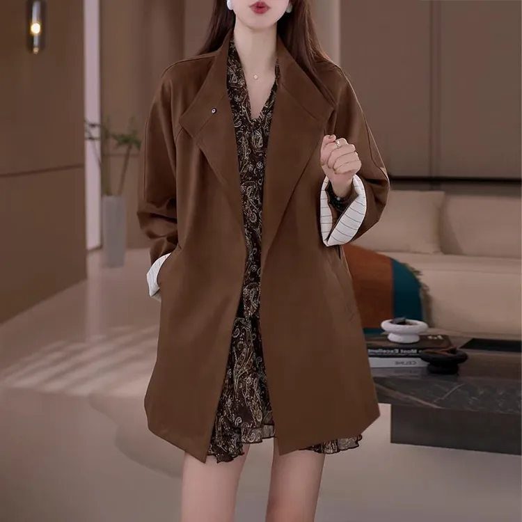 秋冬酷飒感气质女士风衣2025秋季新款高端时尚大气休闲中长款西装