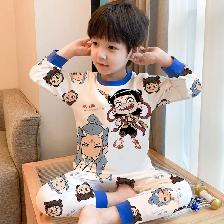 哪吒敖丙儿童秋衣秋裤秋冬款男童保暖内衣套装厚款男孩宝宝棉毛衫