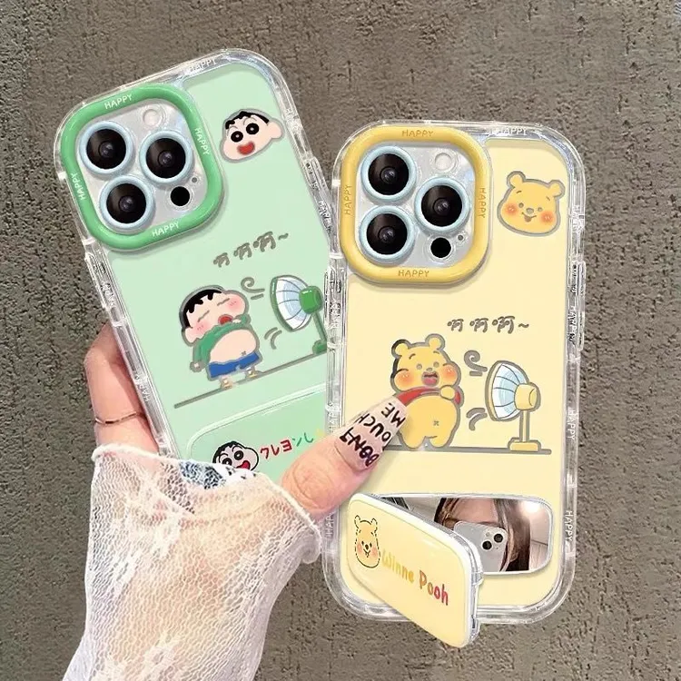 风扇维尼镜子支架适用苹果15/16promax手机壳vivo华为oppo小米14