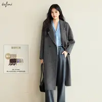 伊芙丽时尚单扣牦牛绒毛呢外套2025秋冬新款长款女大衣1G9970202W