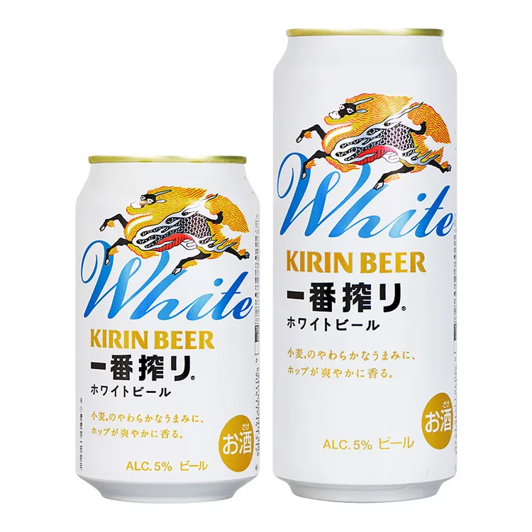 日本进口KIRIN white麒麟一番榨白啤350ml/500ml*6罐 日式白啤酒