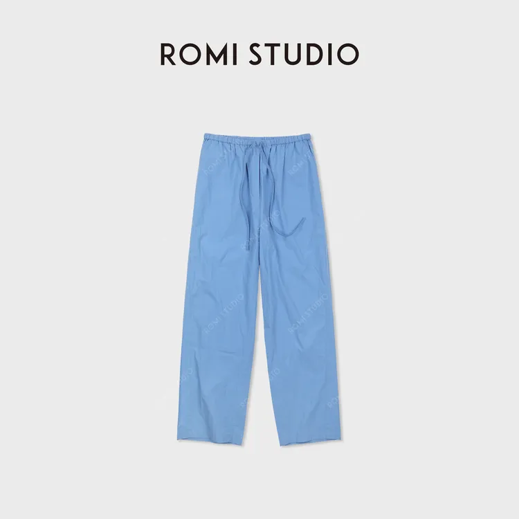 ROMI STUDIO"沙滩裤薄款"全棉高密高支纸感阔腿休闲裤RWDSX61998