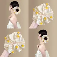【萌妹子】甜美珍珠玫瑰花大肠圈时尚扎丸子头气质发绳法式少女头绳