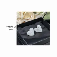 铜合金树脂耳饰 镀K金 925银针 爱心耳钉轻奢复古气质 ES0485