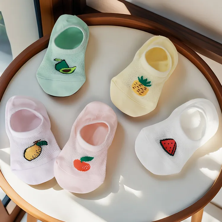 儿童隐形袜子夏季薄款女童网眼水果可爱超萌浅口硅胶宝宝学生船袜