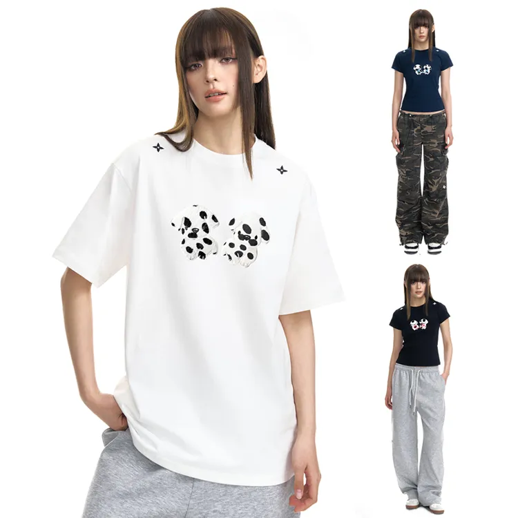 CHOSEN1 CH斑点狗贴布刺绣短袖索罗娜凉感上衣圆领速干t恤夏季