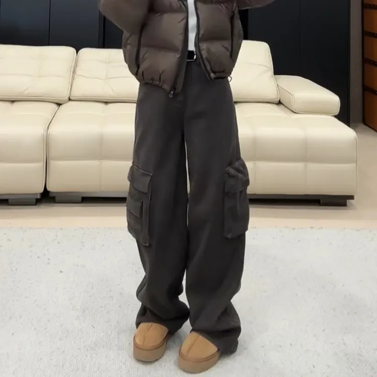 新款休闲百搭洋气女版工装裤加绒LK2507351