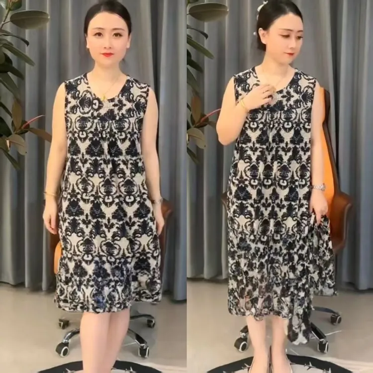 3333夏季冰丝长款吊带睡裙宽松舒适女士气质遮肉显瘦