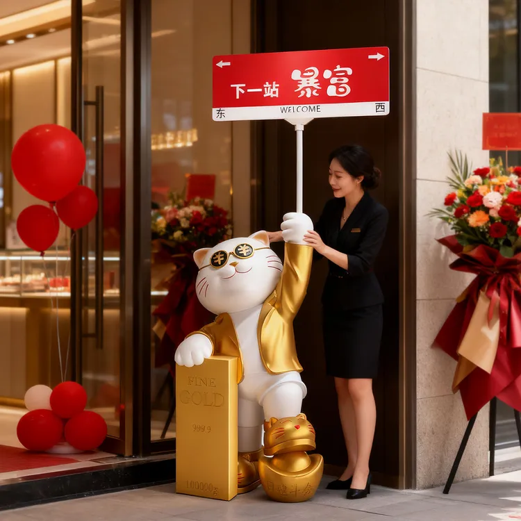 招财猫落地大型摆件公司店铺门口生意兴隆前台装饰品开业大吉礼物