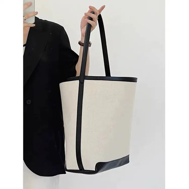 大容量新款百搭潮今年流行高级感小众帆布托特包大容量水桶斜挎包