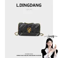 【刘叮当甄选】新款时尚女包单肩斜挎菱格黑色包包
