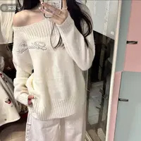 镂空透感一字肩毛衣！！马海毛百搭 女款（微瑕）