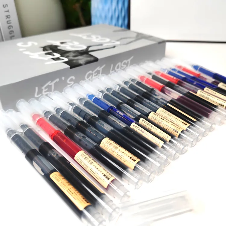 【50只包邮】 鱼骨直液式速干走珠笔  办公用品 刷题专用笔