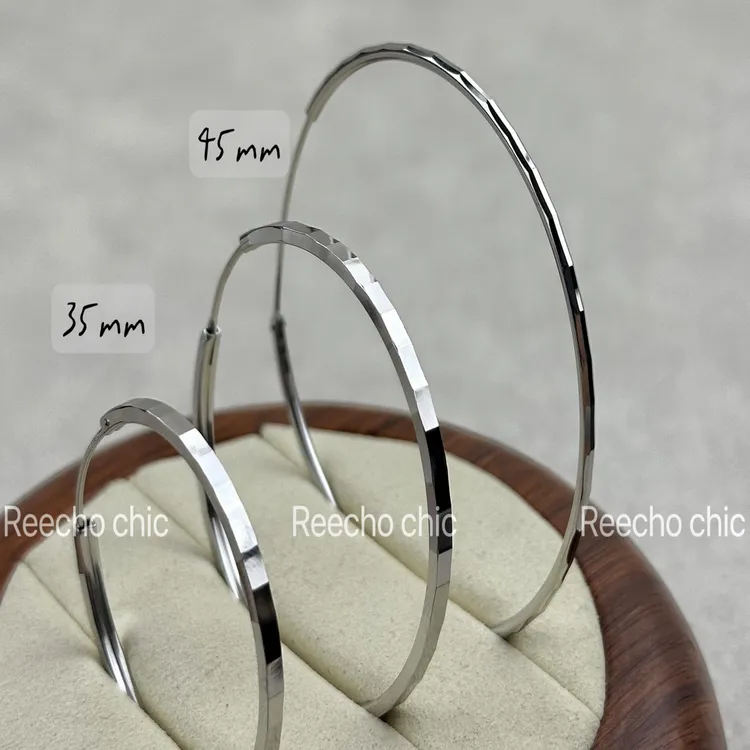 925银耳饰 Re·echo·chic S925通体银白金色法式缎面耳圈 RE049