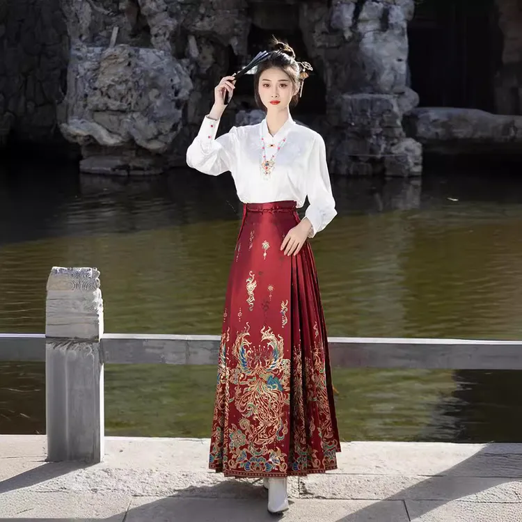 2025新款中国风马面裙织金仿妆花女日常通勤汉服穿搭套装