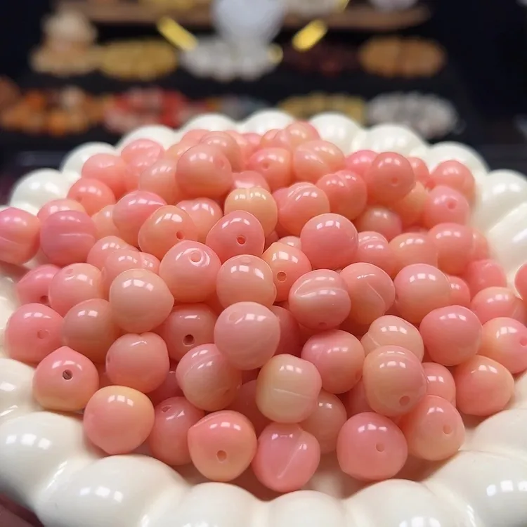 菩提根12mm-13mm水蜜桃雕刻件横孔