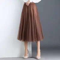 660 GZ时尚气质网纱半身裙女春夏新款高腰显瘦长纱裙Q   