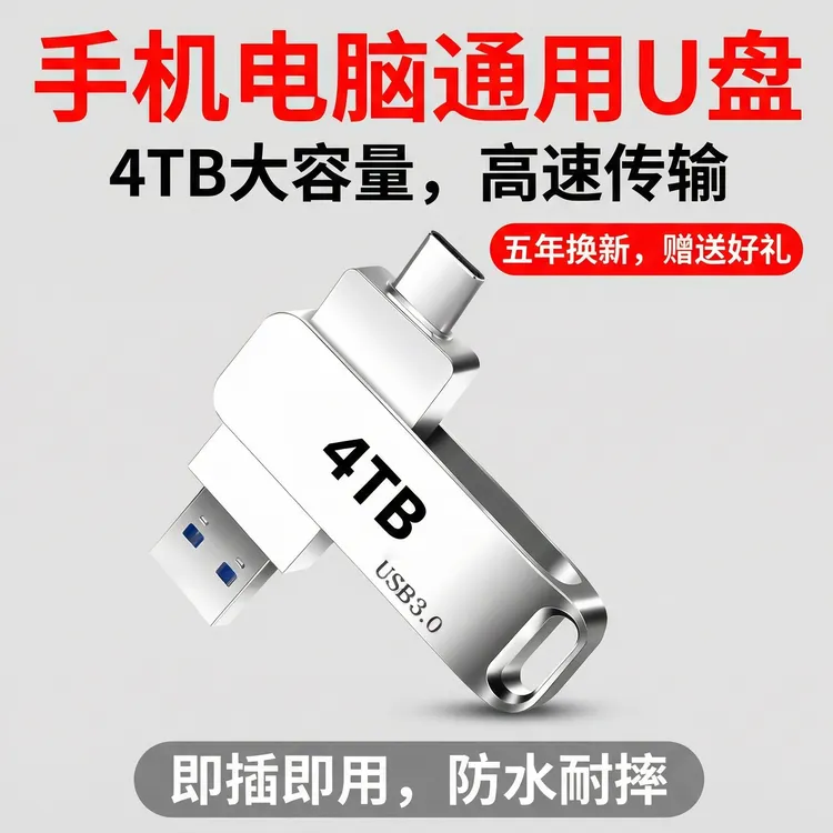 适用安卓手机u盘4TB双接口Type-c手机电脑两用2TB优盘大容量64GB商品图