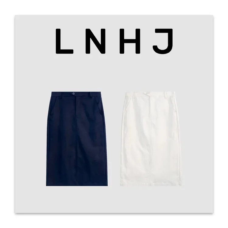 LNHJ【暗扣计划】高腰立体裁剪后开叉后腰松紧高弹丝半身裙（不皱）