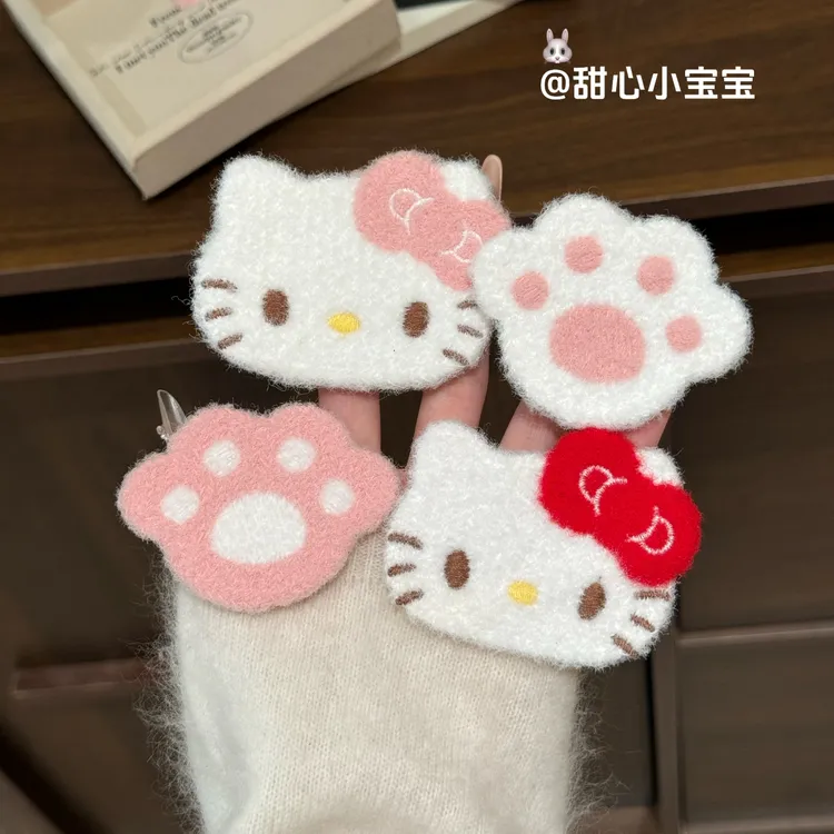 超可爱的猫咪脑袋!整理碎发魔术贴发卡化妆敷无痕刘海贴粘发贴