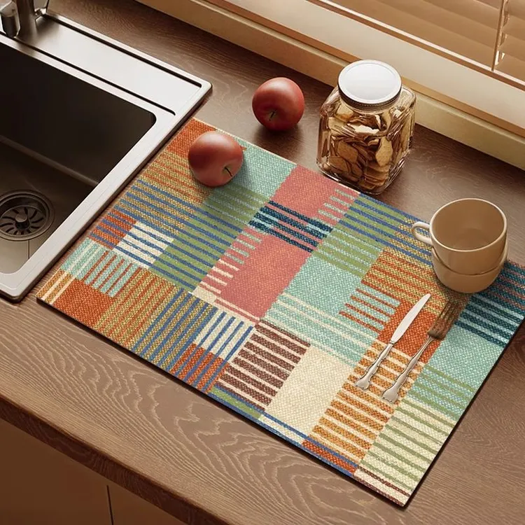 美式软硅藻泥厨房沥水垫咖啡机吸水防尘沥干速干垫子桌面隔热垫子