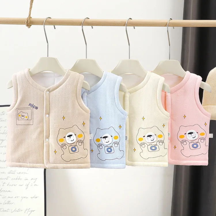 A类550克婴幼儿秋冬款加绒加厚马甲宝宝保暖坎肩外穿马夹