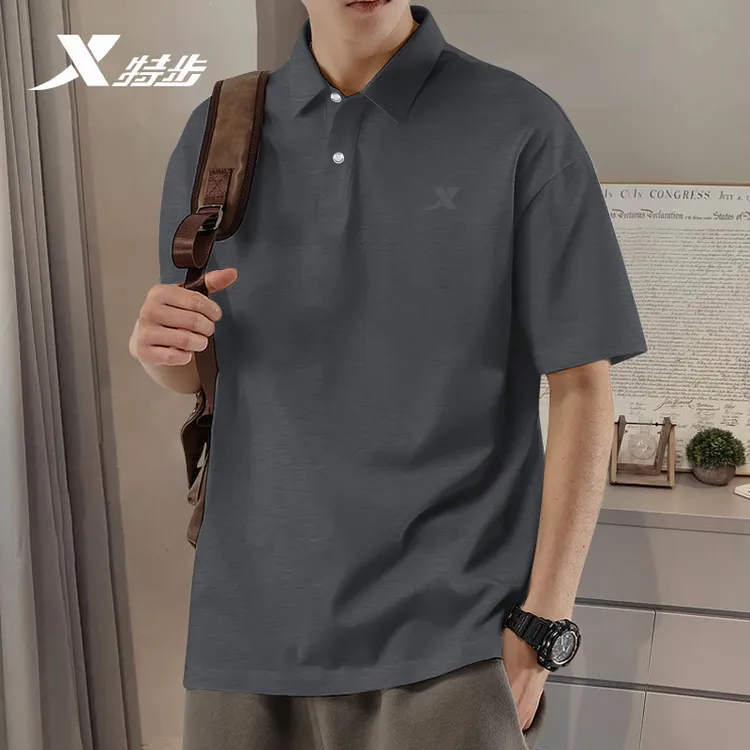特步短袖polo衫男夏季翻领速干透气休闲半袖薄款运动上衣保罗衫男