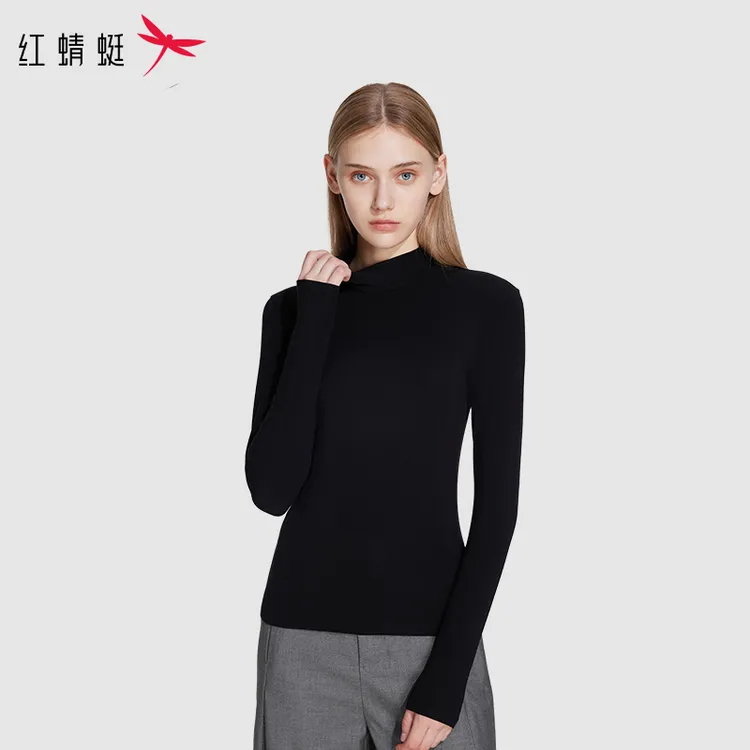 红蜻蜓 女款秋冬丝滑垂顺修身亲肤优可丝腈纶轻暖打底衫