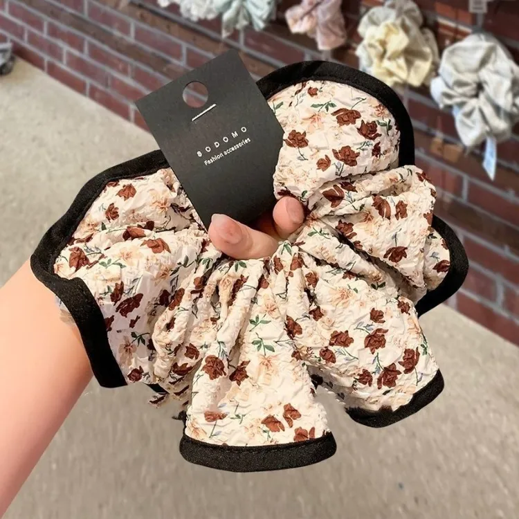 韩系大号大肠发圈撞色碎花小清新低马尾发绳气质高级感发饰头饰cy