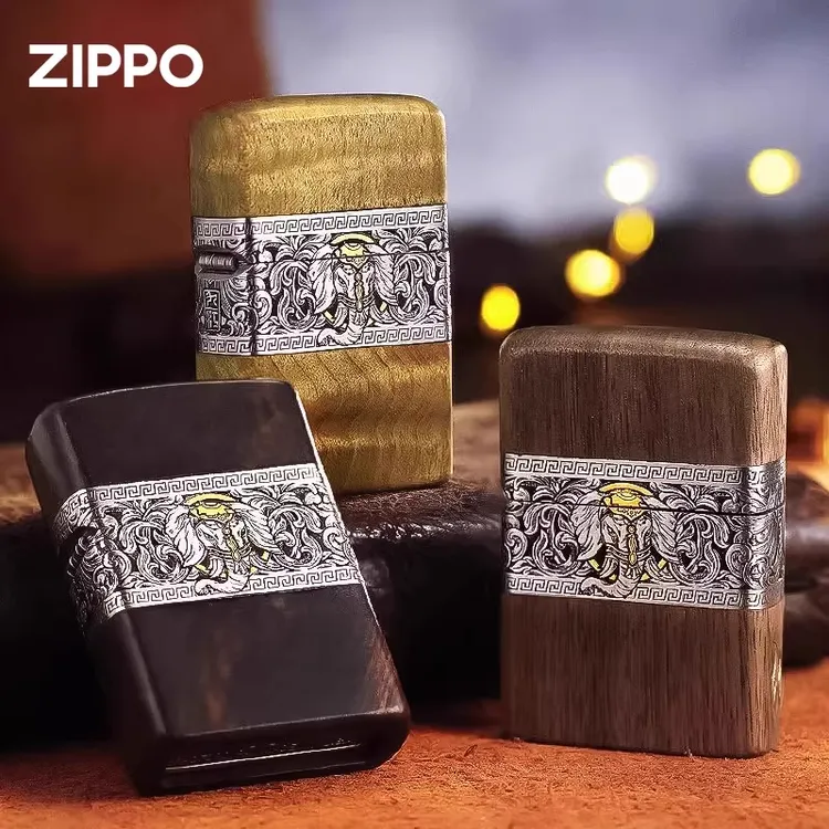 ZIPPO/之宝打火机【如意吉象】金丝楠官方正品男士送礼收藏PWH1X1