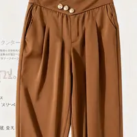 5667女士高腰直筒时尚休闲百搭纯色简约宽松哈伦裤
