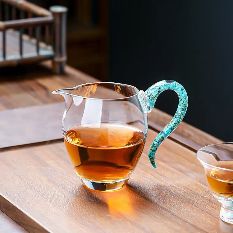 绿松石手把公道杯轻奢水晶玻璃喝茶公杯茶海280ml ROLANDO系列