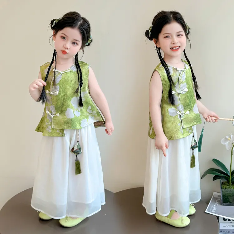 新品巴拉巴拉女童国风夏季套装2025新款女孩薄款夏装女宝宝唐装汉