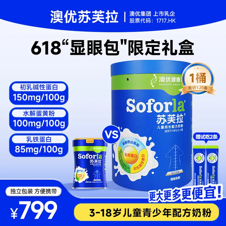 【显眼包】澳优苏芙拉儿童成长配方奶粉高钙3-15岁营养奶粉商品图