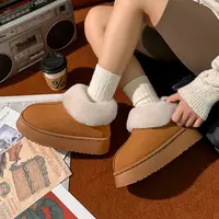 【蚂蚁之恋】亲子款冬季室内家居家毛绒保暖外穿防滑雪地靴棉拖鞋