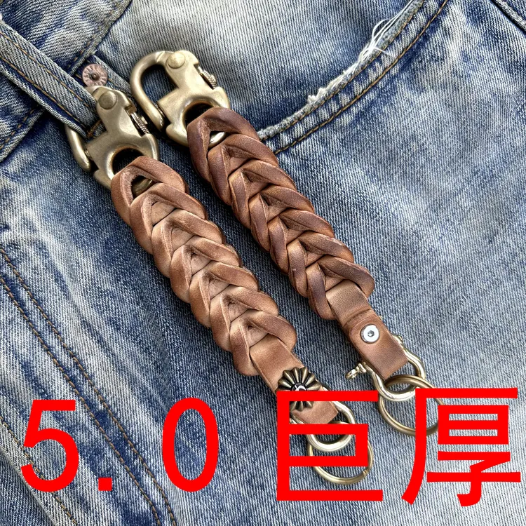 5.0厚度 骨灰级 毕业季 霸王龙 头层牛皮 手工龙骨机车钥匙链