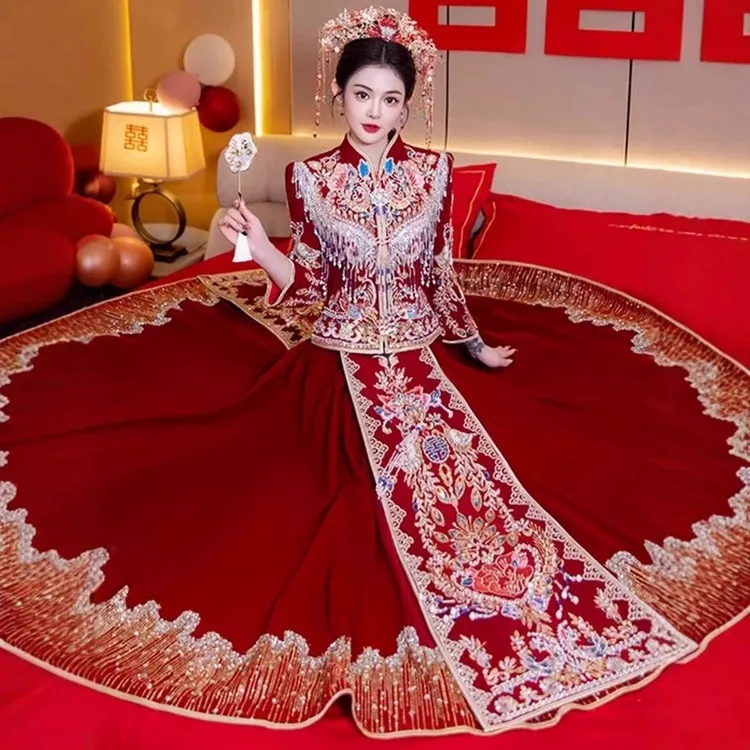 秋冬新款奢华高级感新娘婚服出阁服高端中式秀禾服大码结婚敬酒服