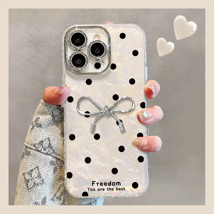 蝴蝶结公仔适用苹果15vivo华为oppo小米iPhone16精孔贝壳手机壳